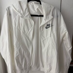 Nike White Water Resistant Windbreaker Track Jacket
